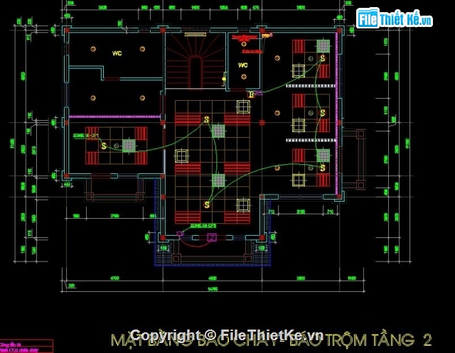 Bản vẽ,bố trí hệ thống điện,báo cháy báo trộm,hệ thống điện ngân hàng Á Châu